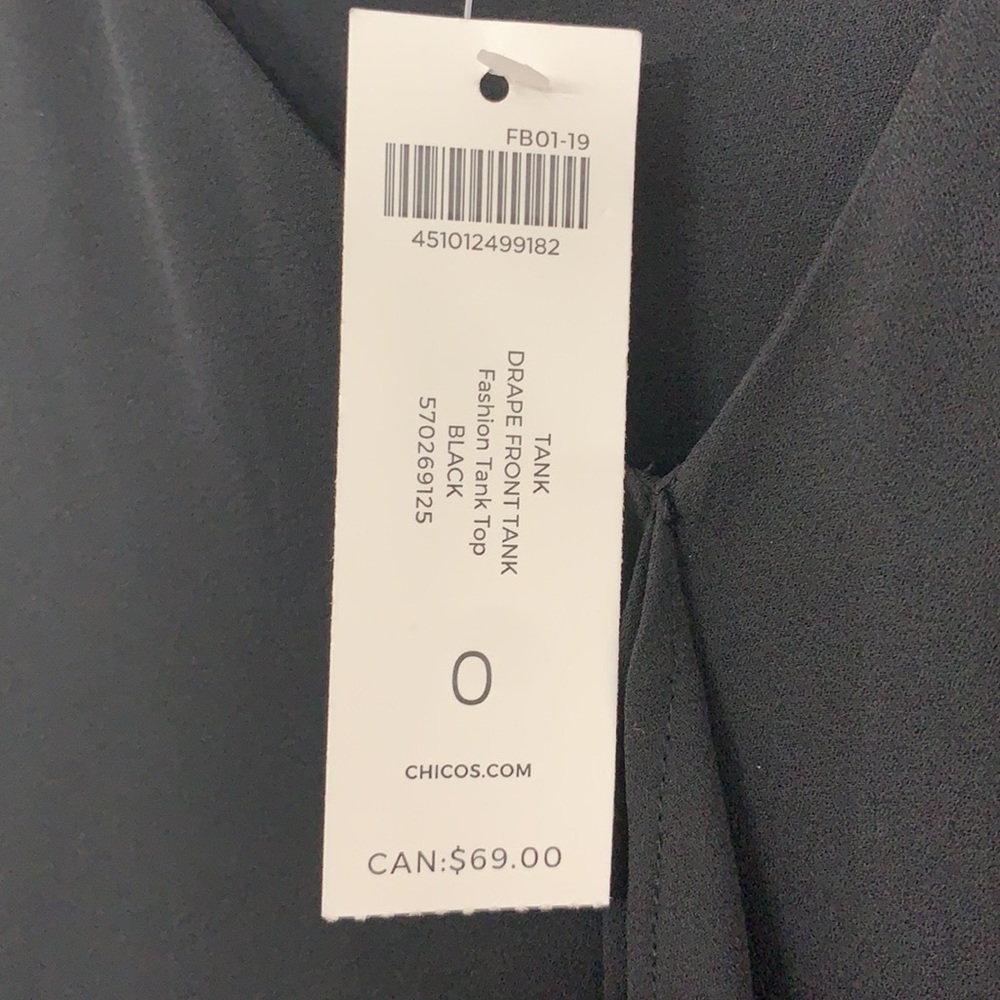 CHICO’S Black Drape Front Sleeveless Top - Picture 5 of 8